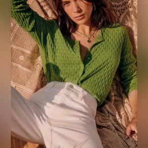 Sezane Adela Cardigan in bright green size XS w/ tags